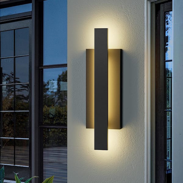 22.5 in. Black Integrated LED Outdoor Hardwired Wall Lantern Sconce