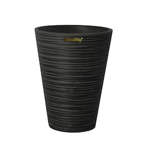 Tall Cone Carved 12.2 in. W x 18.1 in. H Black Indoor/Outdoor Resin Decorative Planter 1-Pack