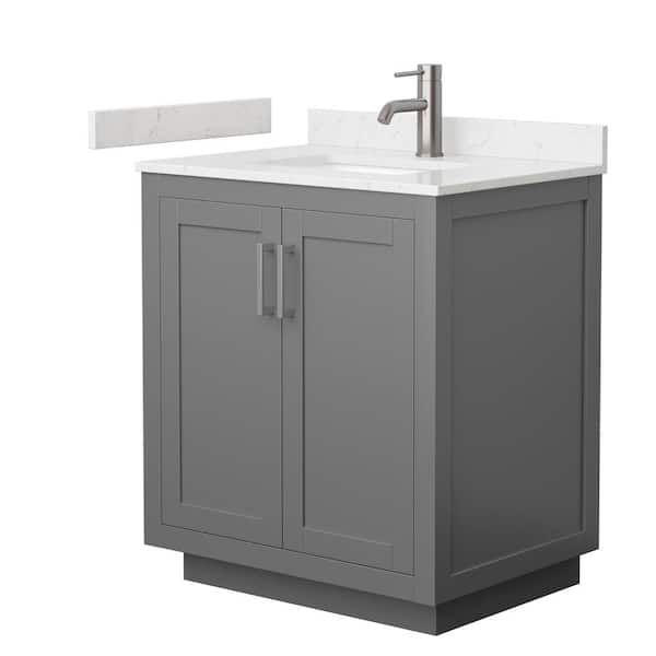 Wyndham Collection Miranda 30 in. W x 22 in. D x 33.75 in. H Single Bath Vanity in Dark Gray with Carrara Cultured Marble Top
