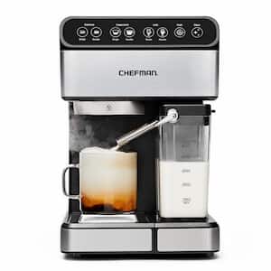 7.6 Cup Brew Single and Double Shot Stainless Steel 6-in-1 Espresso Machine 15-Bar Pump Built-In Milk Froth Coffee Maker