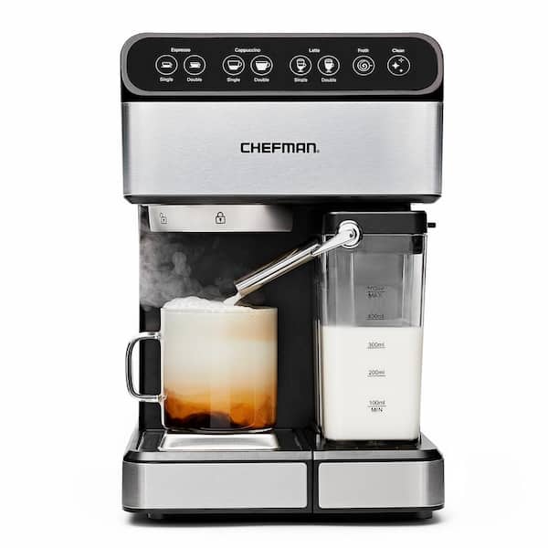 Chefman 7.6 Cup Brew Single and Double Shot Stainless Steel 6-in-1 Espresso  Machine 15-Bar Pump Built-In Milk Froth Coffee Maker RJ54 - The Home Depot