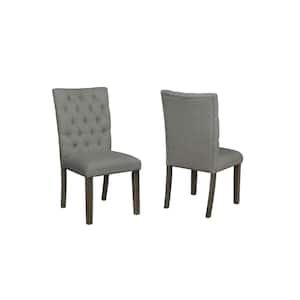 Ricky 2pc Gray Linen Fabric Dining Chairs