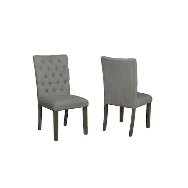 Best Quality Furniture Ricky 2pc Gray Linen Fabric Dining Chairs