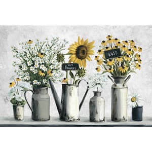 "Fresh Cut Sunflowers" by Parvez Taj Unframed Canvas Nature Art Print 40 in. x 60 in.