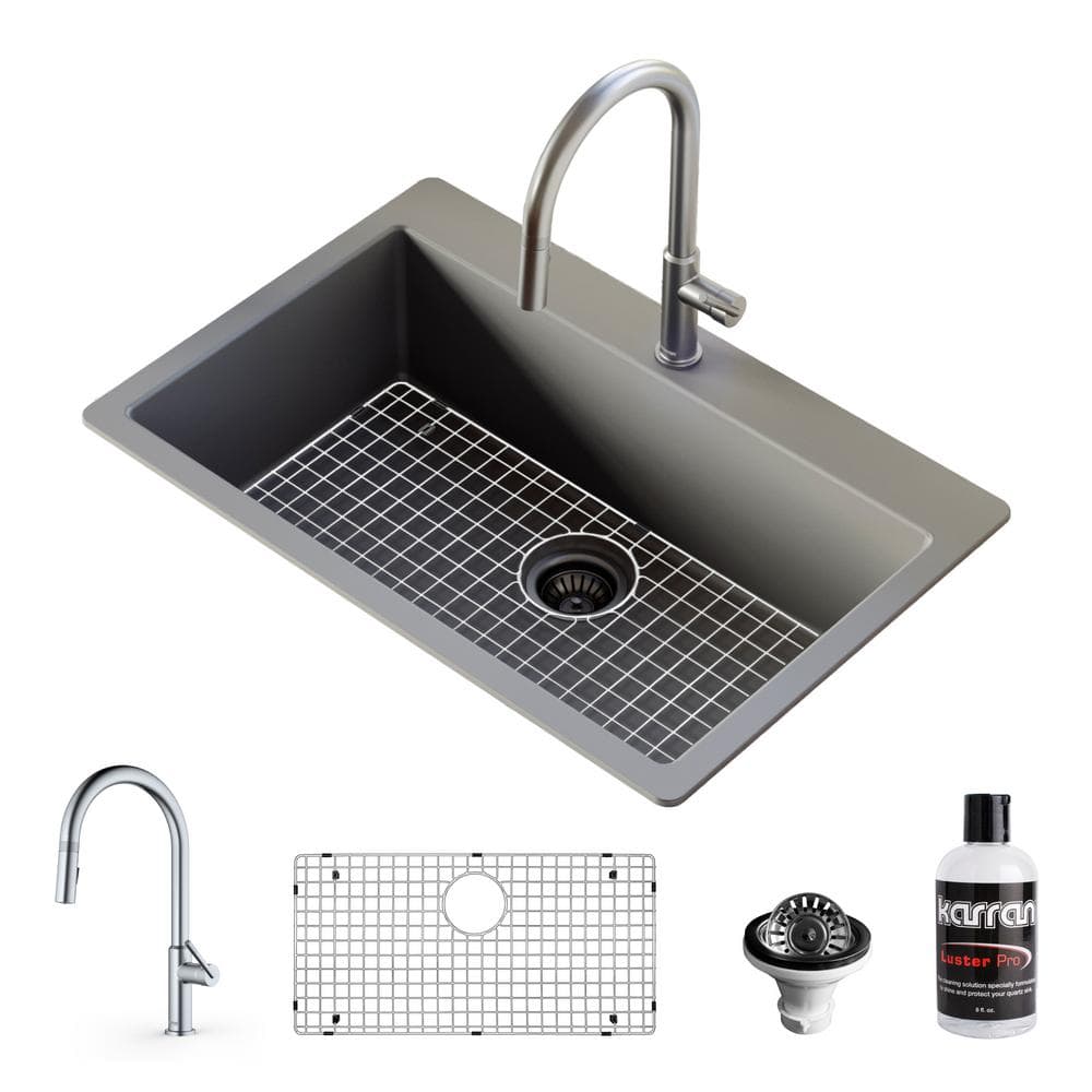 Karran L-1 3-1/2 in. Kitchen Sink Basket Strainer in Stainless Steel