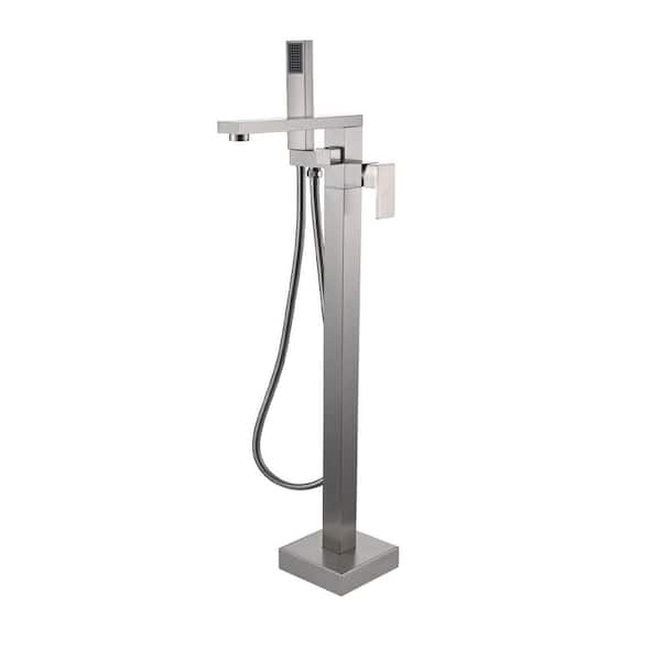42 7/8-in 1-Handle Freestanding Bathtub Faucet with Hand Shower Head in Brushed Nickel