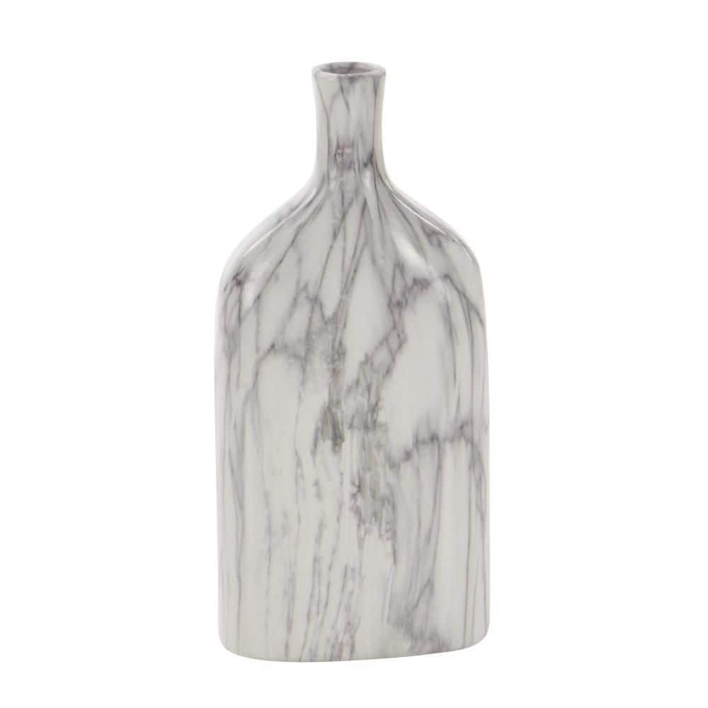 Gray Faux Marble Ceramic Decorative Vase Set, 6" x 3" x 13"
