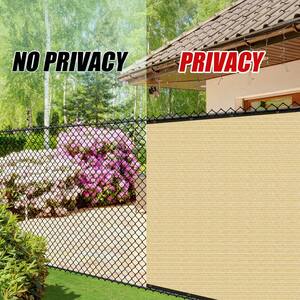 3 ft. x 10 ft. Beige Privacy Fence Screen Mesh Fabric Cover Windscreen with Reinforced Grommets for Garden Fence