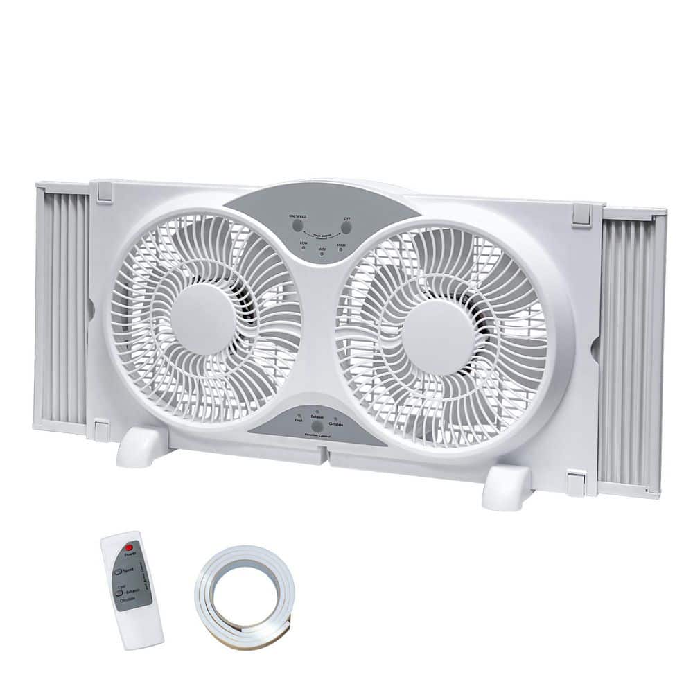 BEYOND BREEZE 9 in. Twin Window Fan with Reversible Airflow and Remote ...