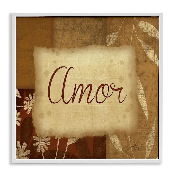 Stupell Industries Love Phrase Traditional by Jennifer Pugh White Framed Typography Giclee Art Print 12 in. x 12 in.