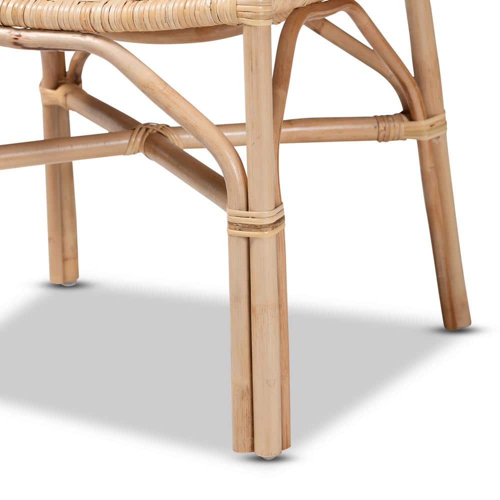 High Back Brown Rattan and Cane Arm Chair