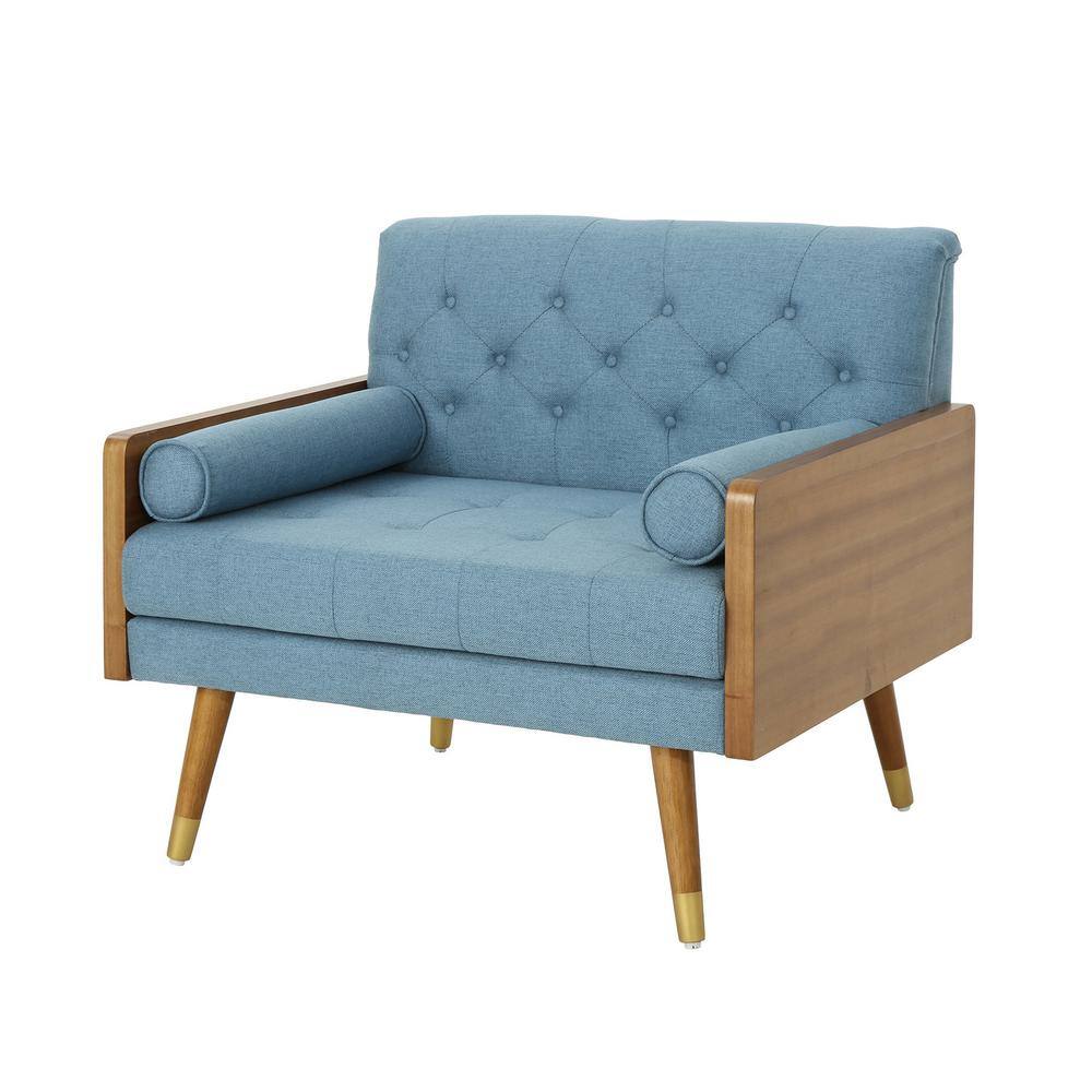 Blue and Walnut Mid-Century Modern Club Chair