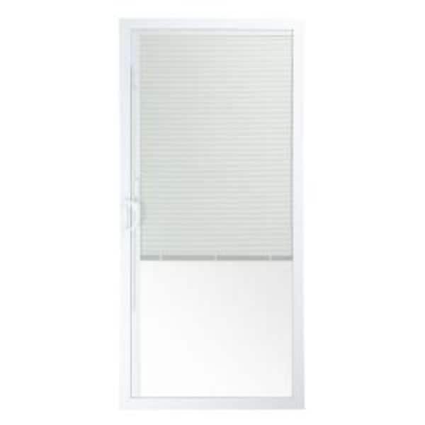 American Craftsman 72 in. x 80 in. 50 Series White Sliding HVHZ Approved Patio Door Vinyl Left-Hand Moving Panel with Blinds