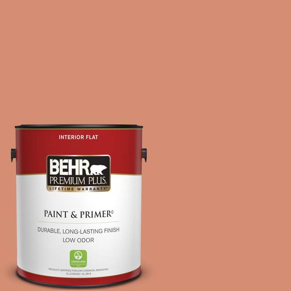 BEHR PREMIUM PLUS 1 gal. #ICC-63 Terra Cotta Pot Flat Low Odor Interior Paint & Primer