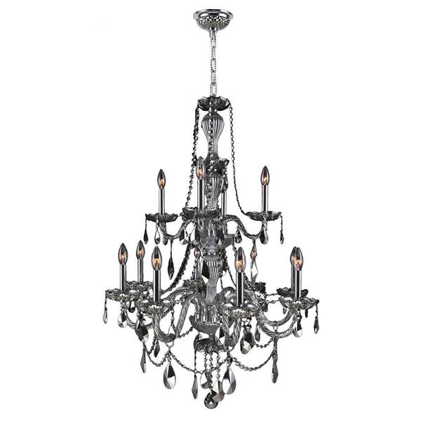 Worldwide Lighting Provence Collection 12-Light Polished Chrome with Polished Chrome Crystal Chandelier