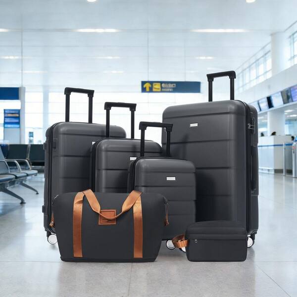 LIVACA 6-Piece Charcoal ABS Plastic Hardside Spinner Luggage Set