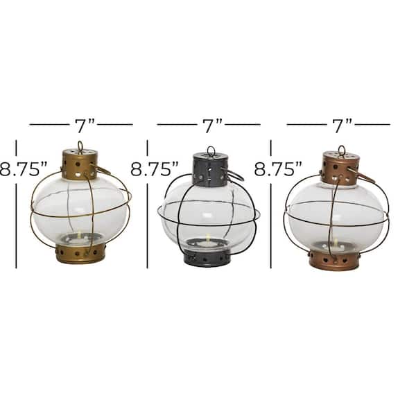Multi Colored Metal Rustic Candle Lantern (Set of 3)