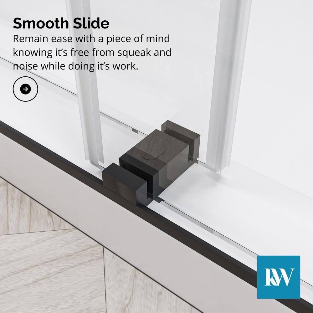 Matte Black Frameless Sliding Shower Door with Clear Glass
