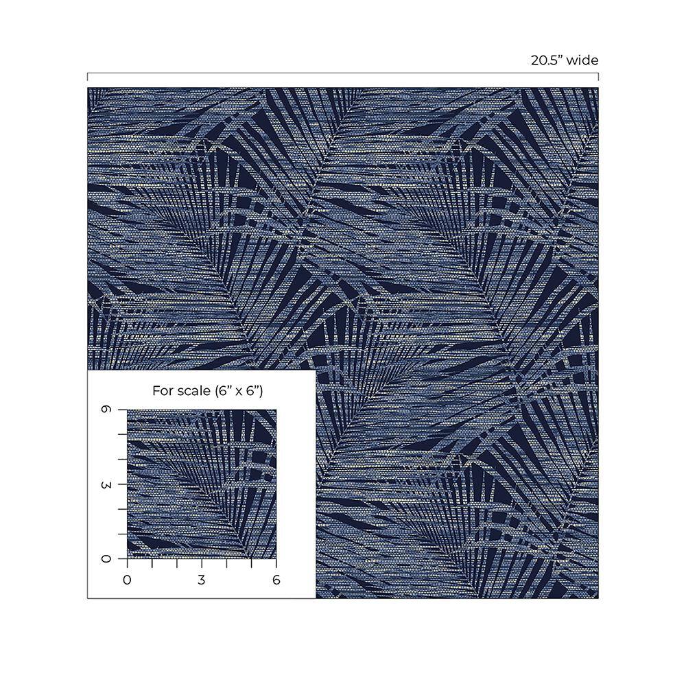 Indigo Vinyl Peel and Stick Tropical Wallpaper Roll