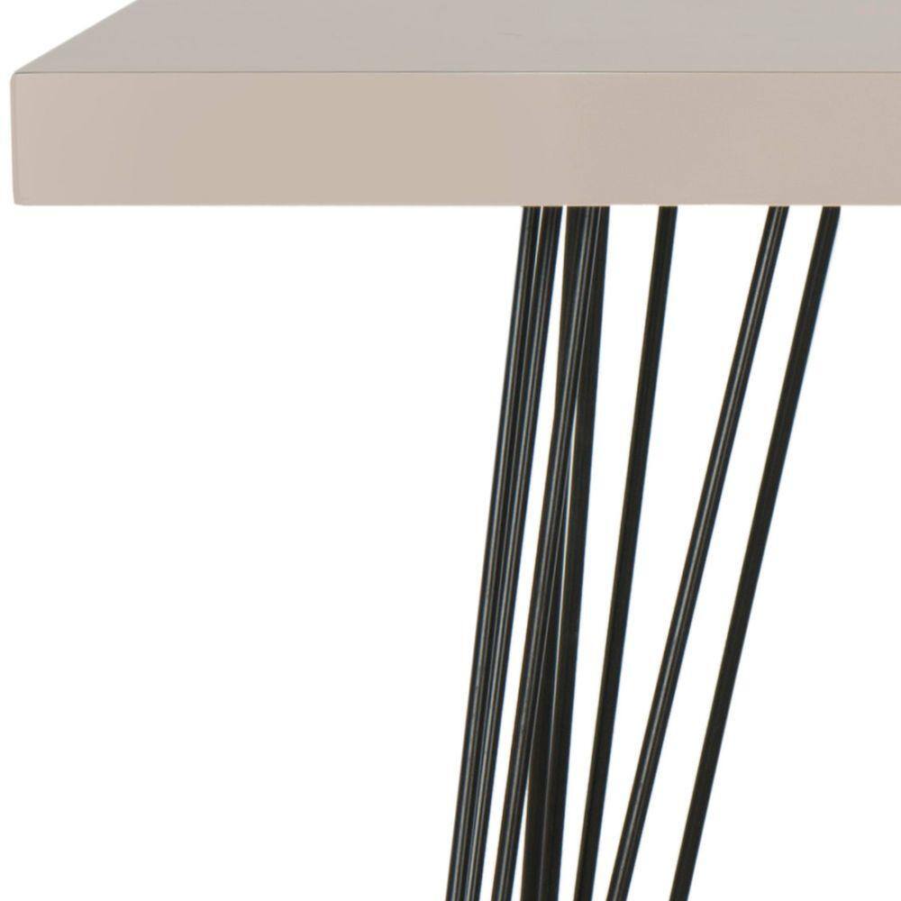 Transitional Taupe and Black Rectangular Console Table with Iron Legs