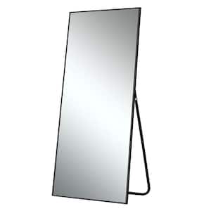 71 in. x 28 in. Large Modern Rectangle Aluminum Alloy Framed Black Floor Mirror Standing Mirror