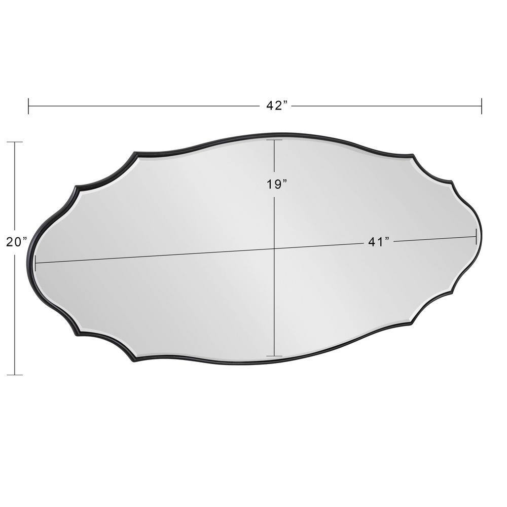 Leanna Black Scalloped Oval Wall Mirror, 20 x 42