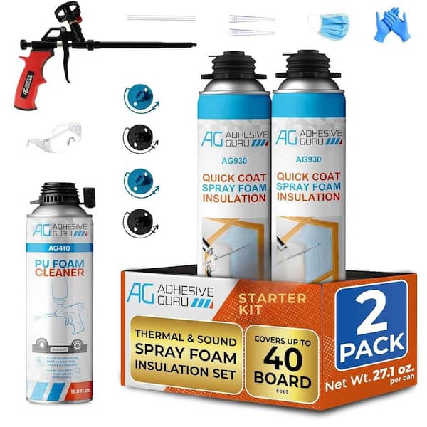 AG930S Insulation Foam Set-2 Pack Spray Foam Sealant (32.8 oz. ) and Foam Cleaner and Foam Gun, Thermal-Sound Insulation