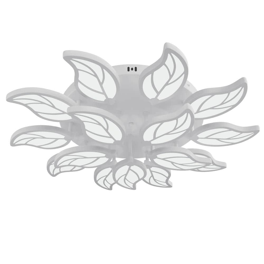 aiwen Modern 33.46 in. Leaf Petals White Acrylic Dimmable LED Flush ...