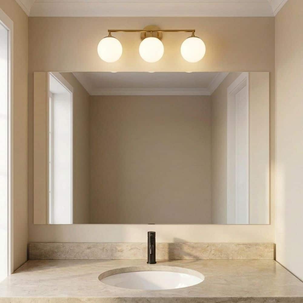 Nube 23.63 in. W 3-Light Midnight Black Modern Bathroom Vanity Light with Milk Glass Globe Shades, No Bulbs Included price history on PriceWatchPro
