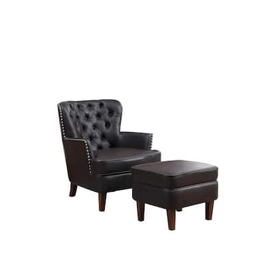 With Ottoman Accent Chairs, Small Leather Club Chair With Ottoman