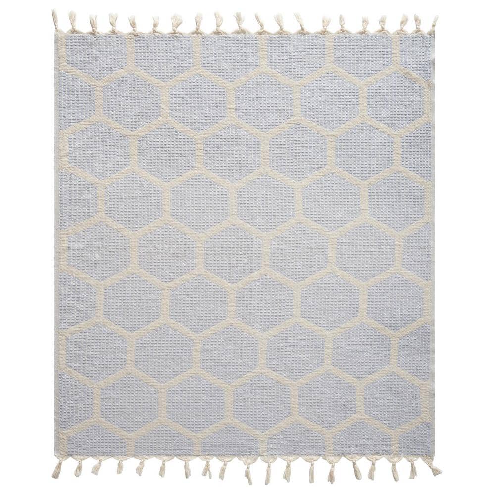 Avelyn Purple/Cream Geometric Farmhouse All Natural Turkish Cotton Throw Bl