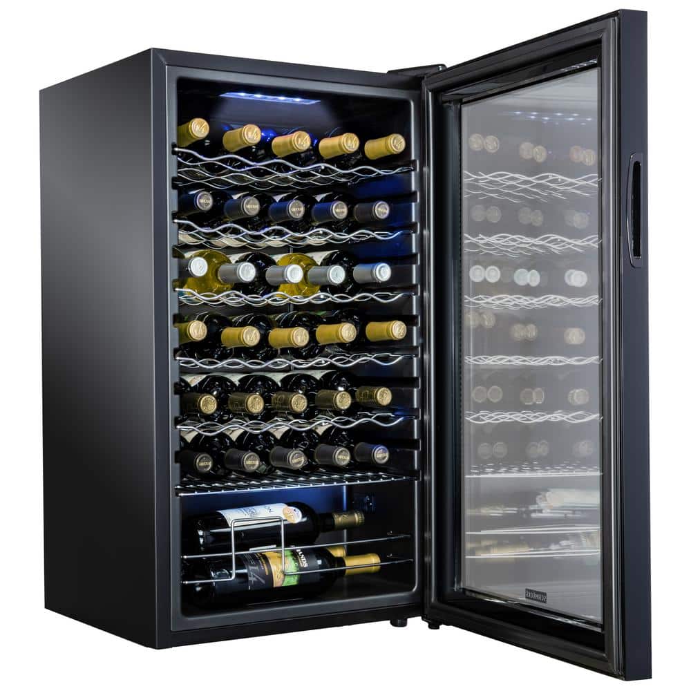 Schmecke Black Freestanding 34-Bottle Wine Cooler with LED Lighting
