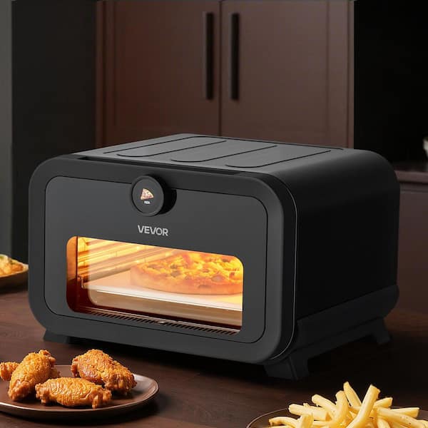 Pizza Oven, 8 Presets Electric Pizza Ovens Air Fry Combo, 12in. Indoor Pizza Maker Smart Knob Control, 750°F Max Temp