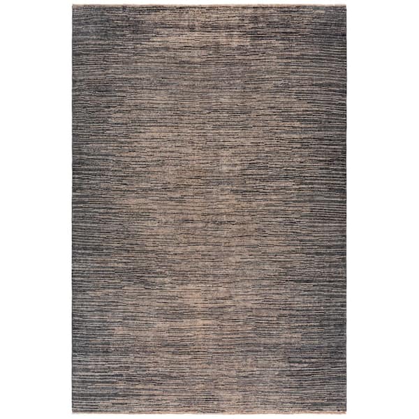 Izmir 6 ft. x 9 ft. Gray/Gold Distressed Striped Area Rug