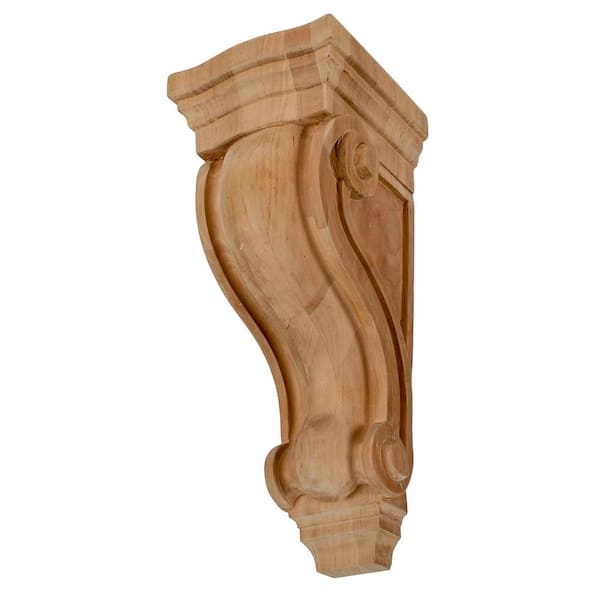 American Pro Decor 12-1/2 in. x 5-3/8 in. x 5-5/8 in. Unfinished Large North American Solid Cherry Classic Traditional Plain Wood Corbel