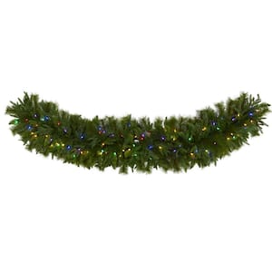 6 ft. x 18 in. Pre-Lit Christmas Pine Extra Wide Artificial Garland with 100 Multi-Colored LED Lights