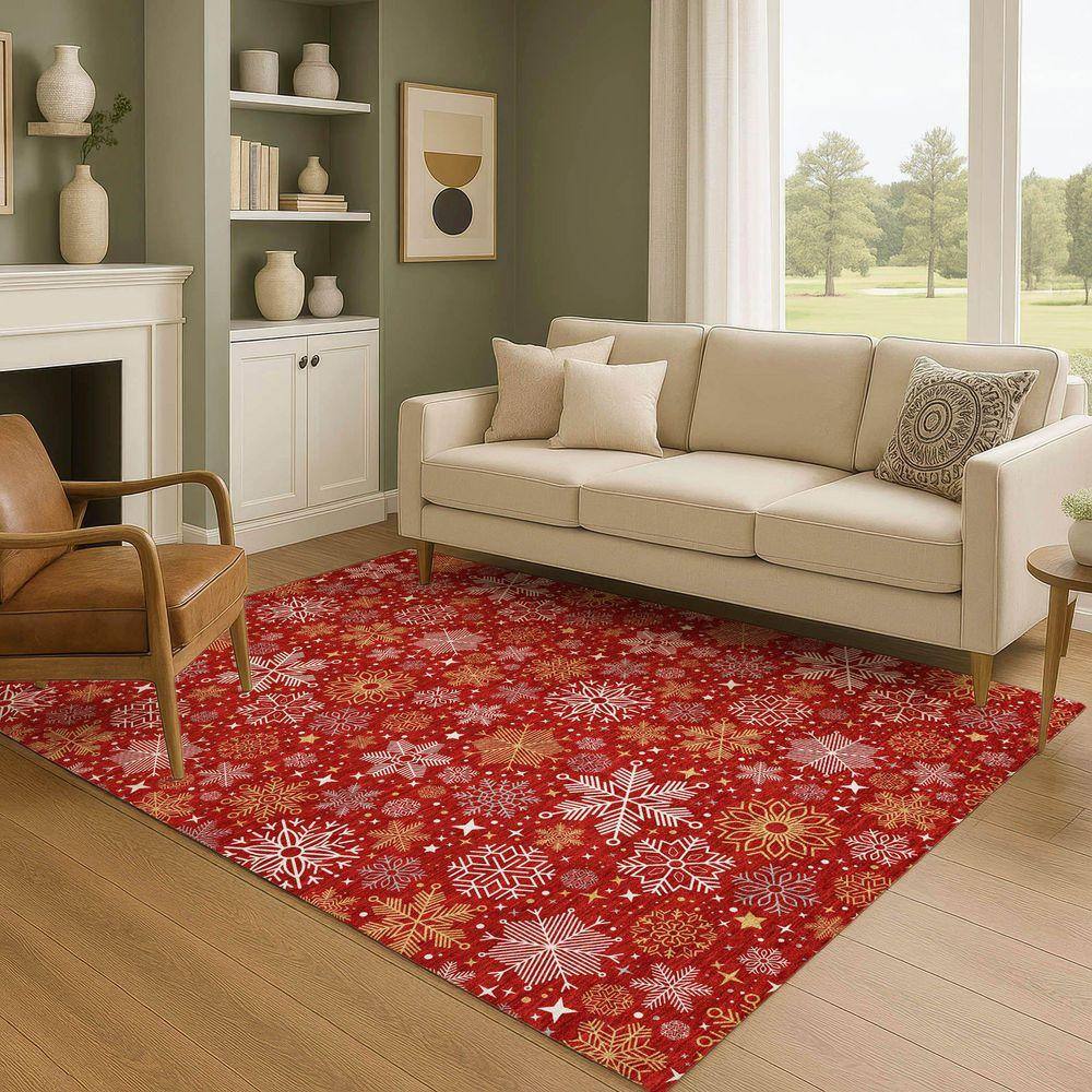 Hug Rug Red Addison Rugs Mayfield Premium Machine Washable Abstract AMF1823 Red 8 ...