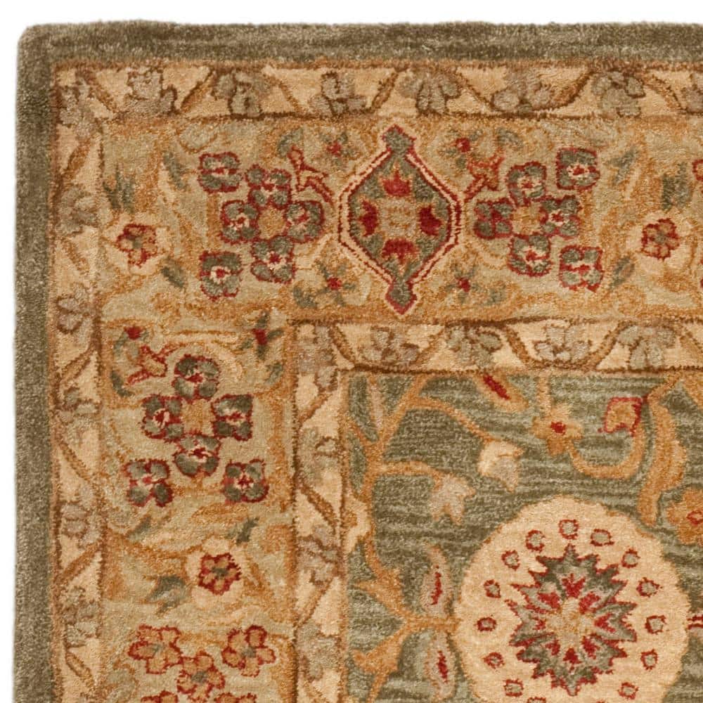 Handmade Sage and Ivory Wool Tufted Round Area Rug, 6' x 9'
