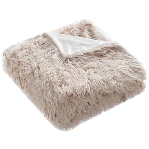 Faux Sheepskin 50 in. x 60 in. Taupe Throw Blanket