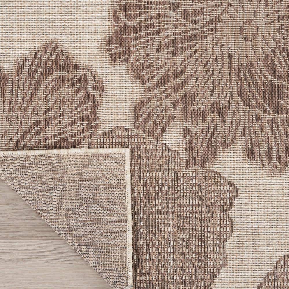 Natural Floral Flatweave Synthetic Indoor Outdoor Rug 8' x 10'