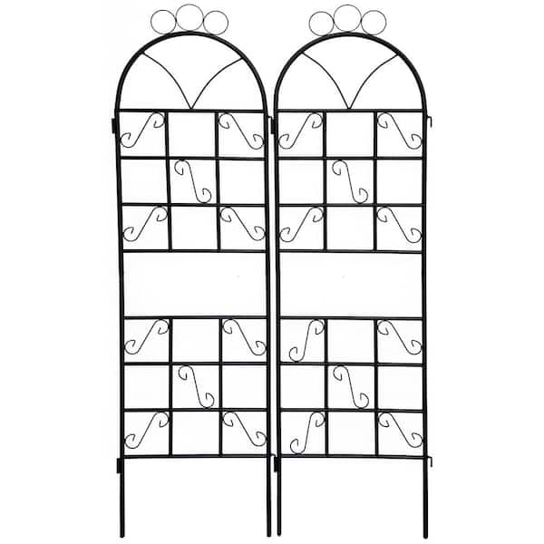 GAWEZA 72 in. Height Metal Garden Trellis in Black for Climbing Plants Outdoor Plant Support (Set of 2)