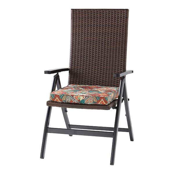 Wicker Outdoor PE Foldable Reclining Chair with Asbury Park Seat Cushion