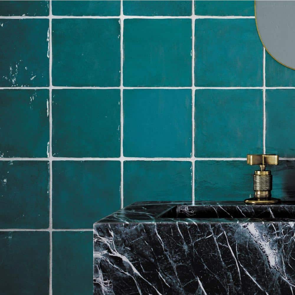 Chateau Ocean Green Glossy Ceramic Square Wall Tile