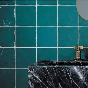 Green 5.2 in. x 5.2 in. Polished Ceramic Subway Tile (10.76 sq. ft./Case)