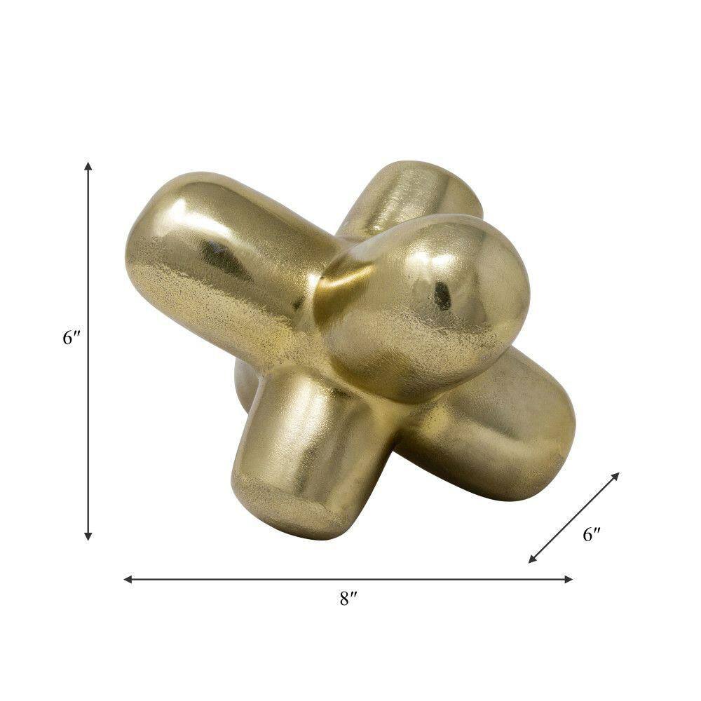 Gold Geometric Metal Orb Sculpture, 8-inch