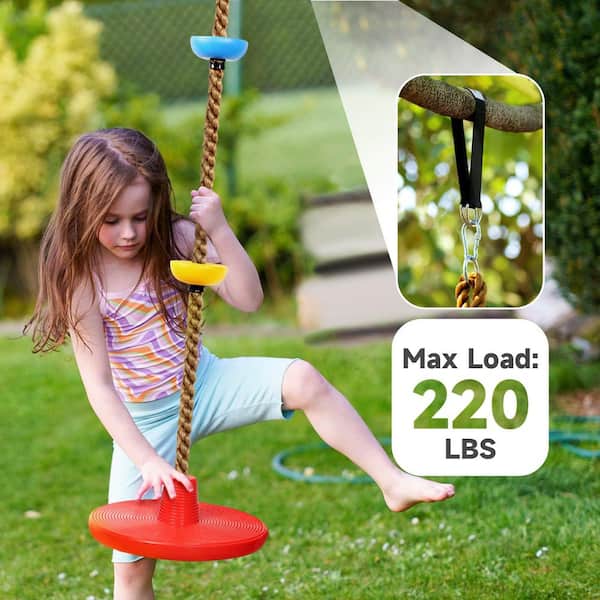 Red Heavy Duty Tree Swing with Platforms and Disc Seat Set for