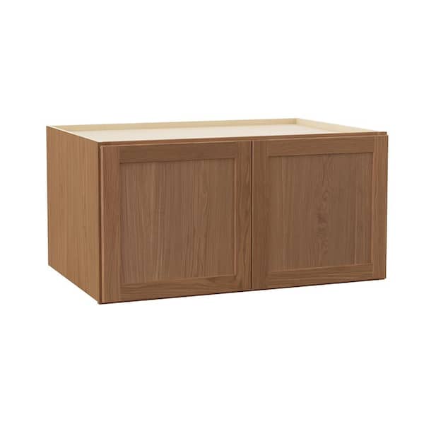 Sinclair 36 in. W x 24 in. D x 18 in. H Assembled Deep Wall Bridge Cabinet in Shaker Saddle Oak