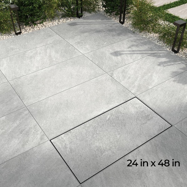 Corso Italia Alpe Gray 24 in. x 48 in. x 0.75 in. Quartzite Stone Look Porcelain Paver