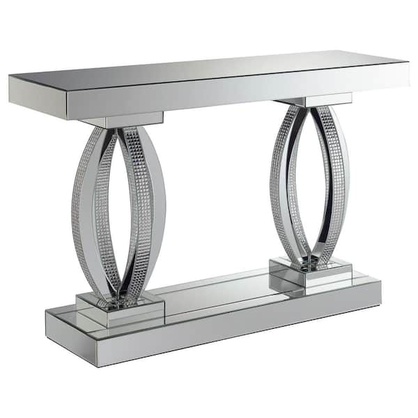 Coaster Amalia 47.25 in. Clear Mirror Rectangle Glass Console Table with Shelf