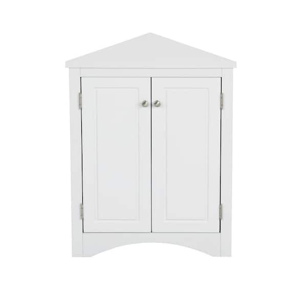 17.2 in. W x 17.2 in. D x 31.5 in. H White Triangle Bathroom Linen Cabinet with 2-Adjustable Shelves